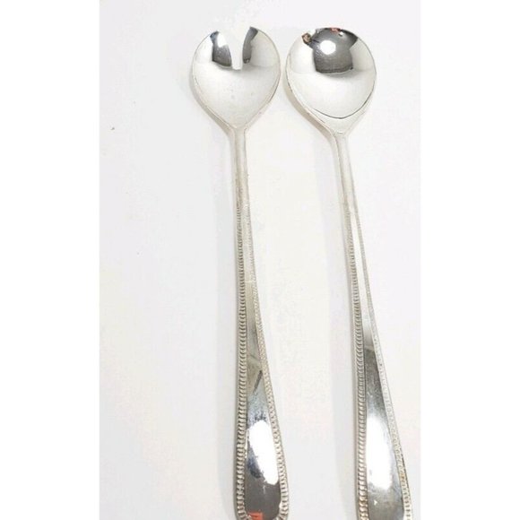 Vintage Brama EP on Zinc Silverplate Serving Fork Spoon salad set 9.5" flatware - Picture 4 of 8